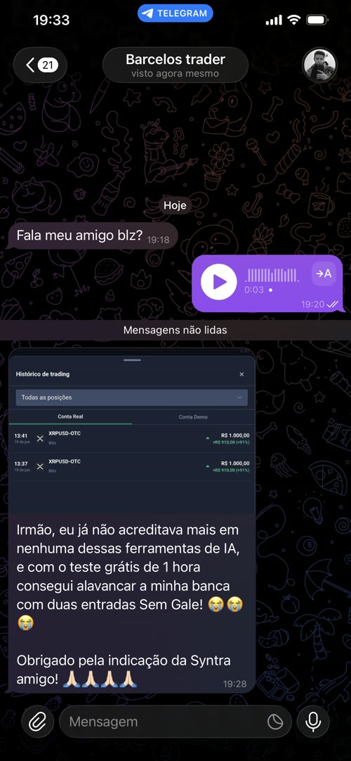 Depoimento de cliente do Syntra AI